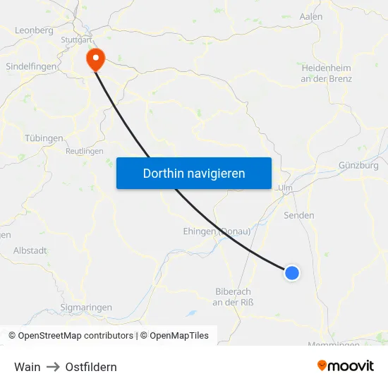 Wain to Ostfildern map