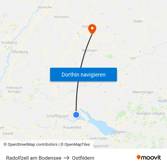 Radolfzell am Bodensee to Ostfildern map