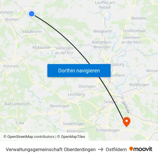 Verwaltungsgemeinschaft Oberderdingen to Ostfildern map