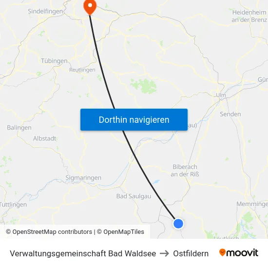 Verwaltungsgemeinschaft Bad Waldsee to Ostfildern map