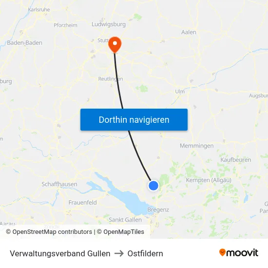 Verwaltungsverband Gullen to Ostfildern map