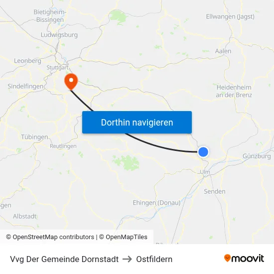 Vvg Der Gemeinde Dornstadt to Ostfildern map
