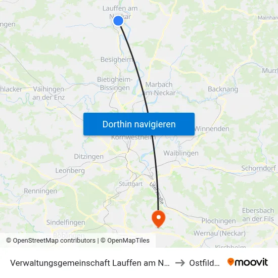 Verwaltungsgemeinschaft Lauffen am Neckar to Ostfildern map