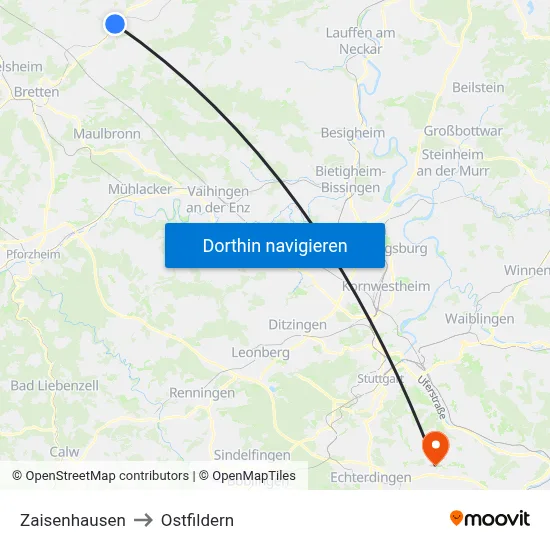Zaisenhausen to Ostfildern map