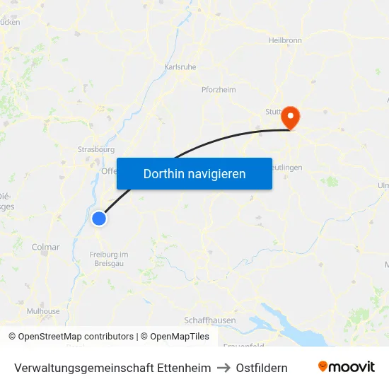 Verwaltungsgemeinschaft Ettenheim to Ostfildern map