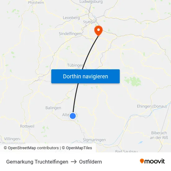 Gemarkung Truchtelfingen to Ostfildern map