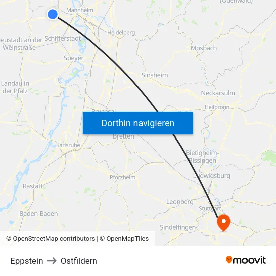 Eppstein to Ostfildern map