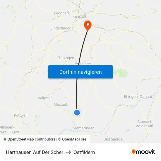 Harthausen Auf Der Scher to Ostfildern map