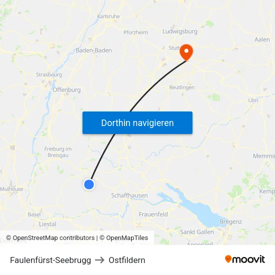 Faulenfürst-Seebrugg to Ostfildern map