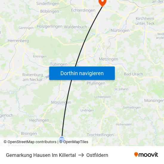 Gemarkung Hausen Im Killertal to Ostfildern map