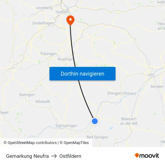 Gemarkung Neufra to Ostfildern map