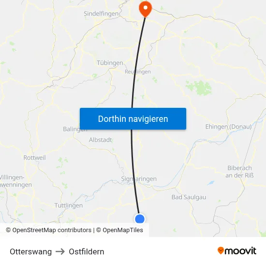 Otterswang to Ostfildern map