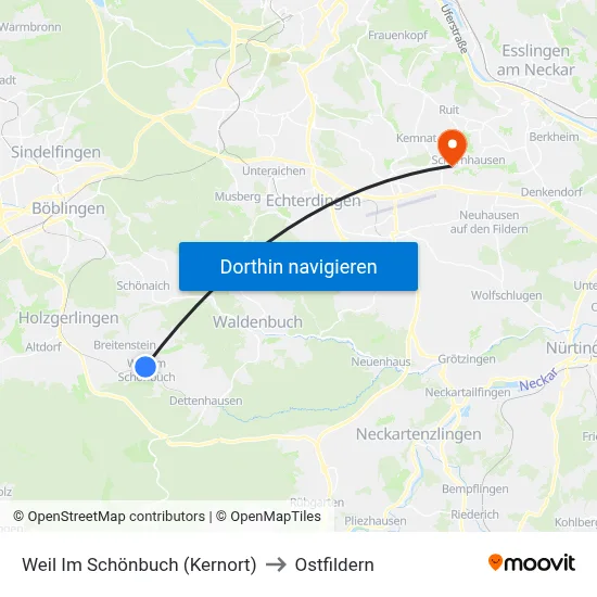 Weil Im Schönbuch (Kernort) to Ostfildern map