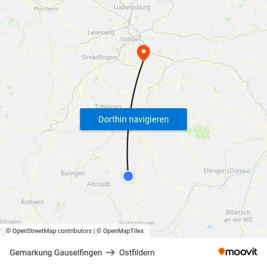 Gemarkung Gauselfingen to Ostfildern map
