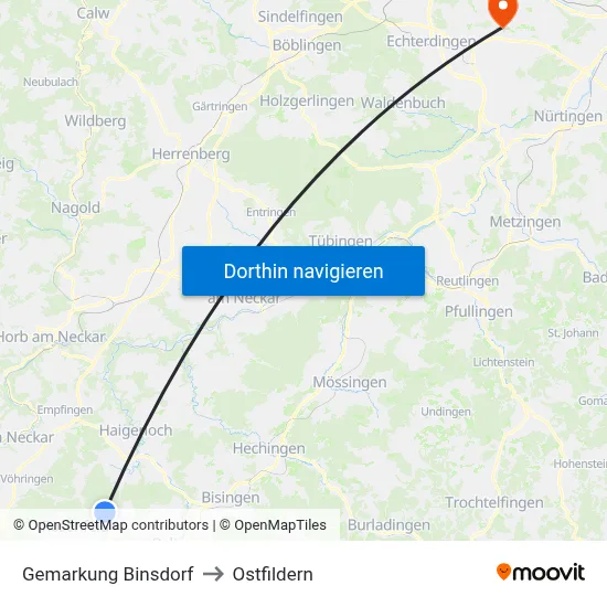 Gemarkung Binsdorf to Ostfildern map