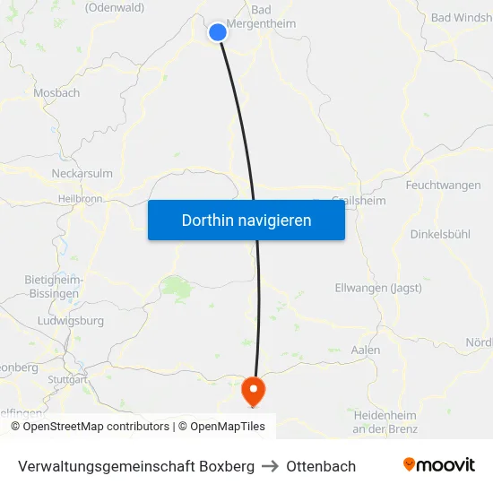 Verwaltungsgemeinschaft Boxberg to Ottenbach map
