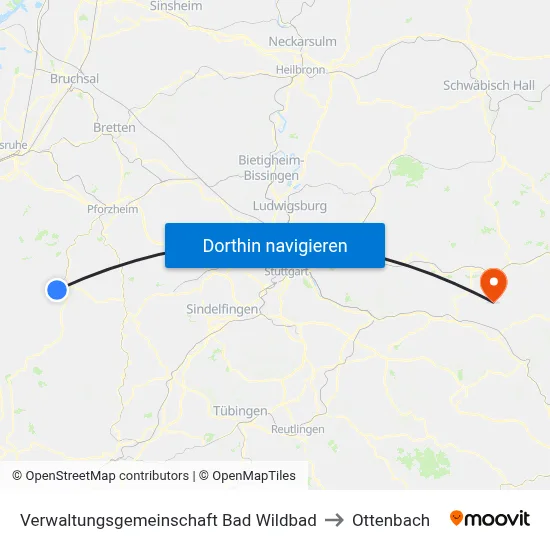 Verwaltungsgemeinschaft Bad Wildbad to Ottenbach map