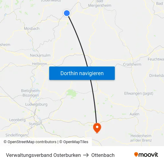 Verwaltungsverband Osterburken to Ottenbach map