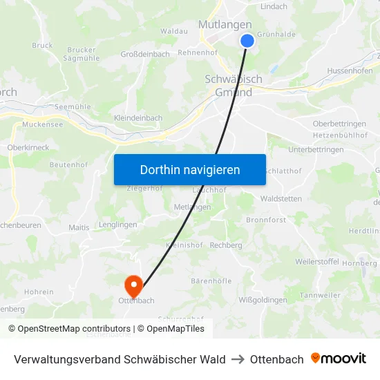 Verwaltungsverband Schwäbischer Wald to Ottenbach map
