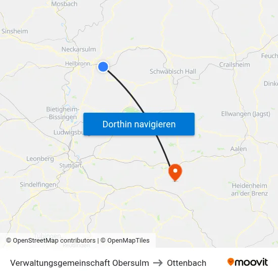 Verwaltungsgemeinschaft Obersulm to Ottenbach map