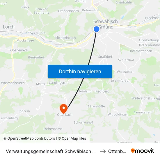 Verwaltungsgemeinschaft Schwäbisch Gmünd to Ottenbach map