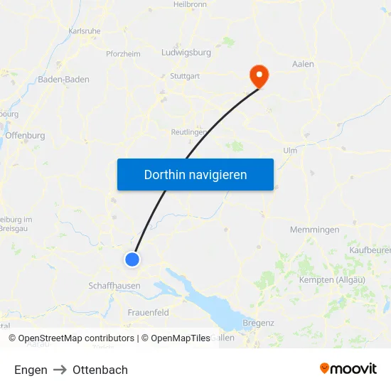 Engen to Ottenbach map