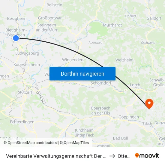 Vereinbarte Verwaltungsgemeinschaft Der Stadt Bietigheim-Bissingen to Ottenbach map