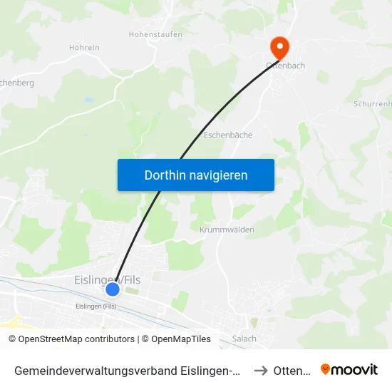 Gemeindeverwaltungsverband Eislingen-Ottenbach-Salach to Ottenbach map