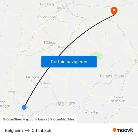 Balgheim to Ottenbach map