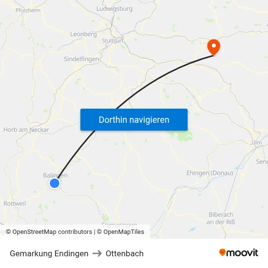 Gemarkung Endingen to Ottenbach map