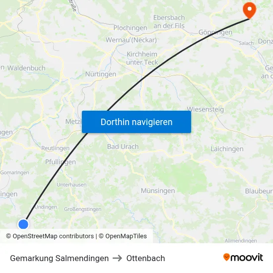 Gemarkung Salmendingen to Ottenbach map