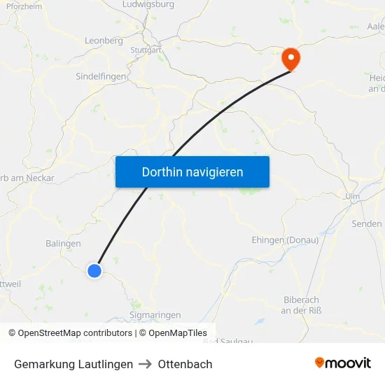 Gemarkung Lautlingen to Ottenbach map
