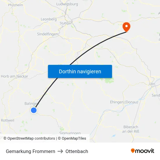 Gemarkung Frommern to Ottenbach map
