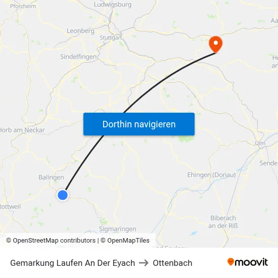 Gemarkung Laufen An Der Eyach to Ottenbach map