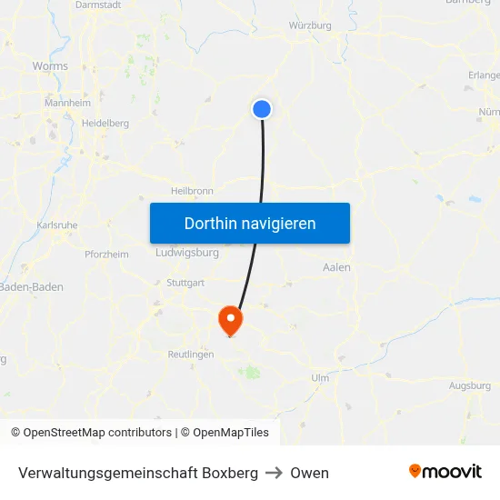 Verwaltungsgemeinschaft Boxberg to Owen map