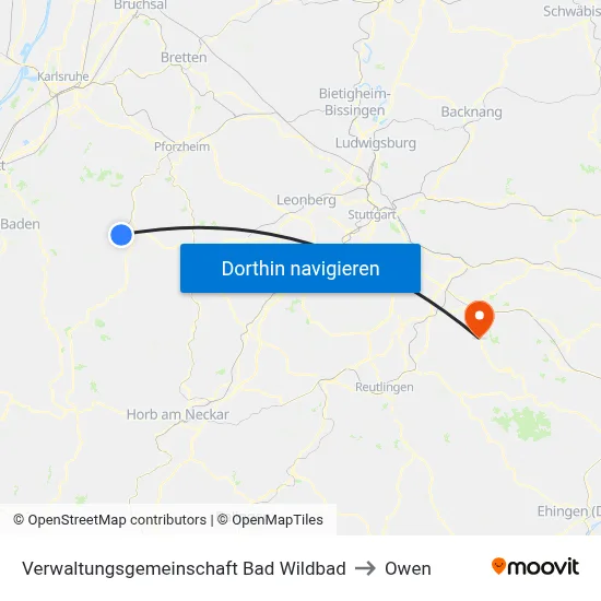 Verwaltungsgemeinschaft Bad Wildbad to Owen map