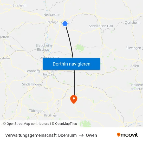 Verwaltungsgemeinschaft Obersulm to Owen map