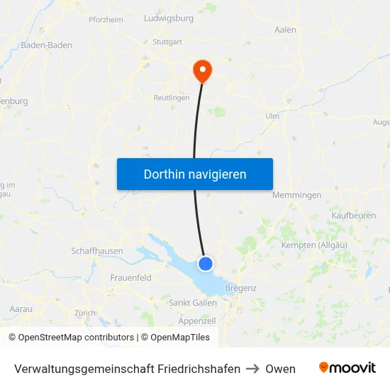 Verwaltungsgemeinschaft Friedrichshafen to Owen map