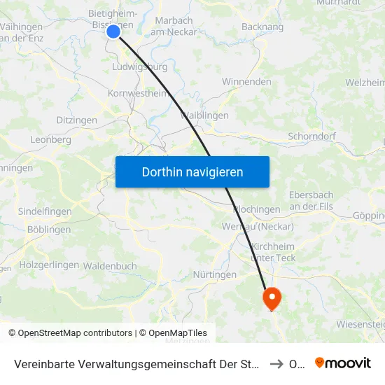 Vereinbarte Verwaltungsgemeinschaft Der Stadt Bietigheim-Bissingen to Owen map