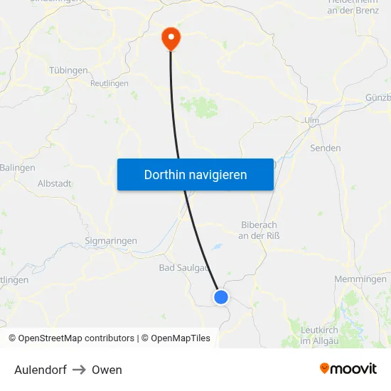 Aulendorf to Owen map