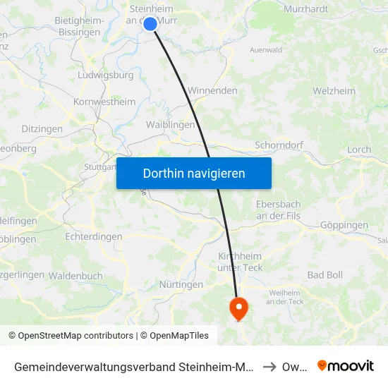 Gemeindeverwaltungsverband Steinheim-Murr to Owen map
