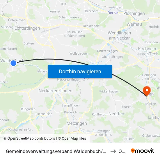 Gemeindeverwaltungsverband Waldenbuch/Steinenbronn to Owen map