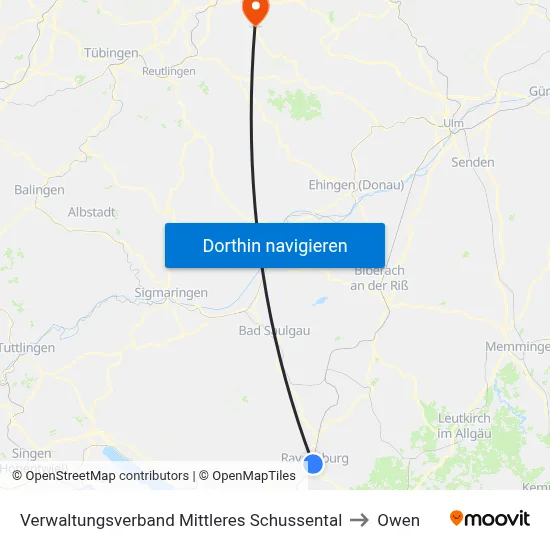 Verwaltungsverband Mittleres Schussental to Owen map