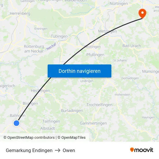 Gemarkung Endingen to Owen map