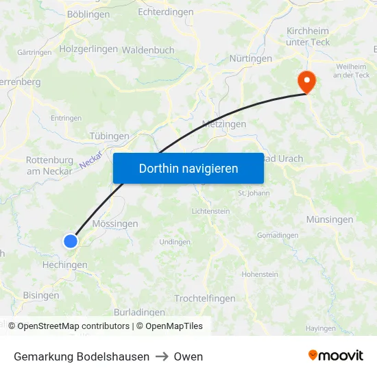 Gemarkung Bodelshausen to Owen map