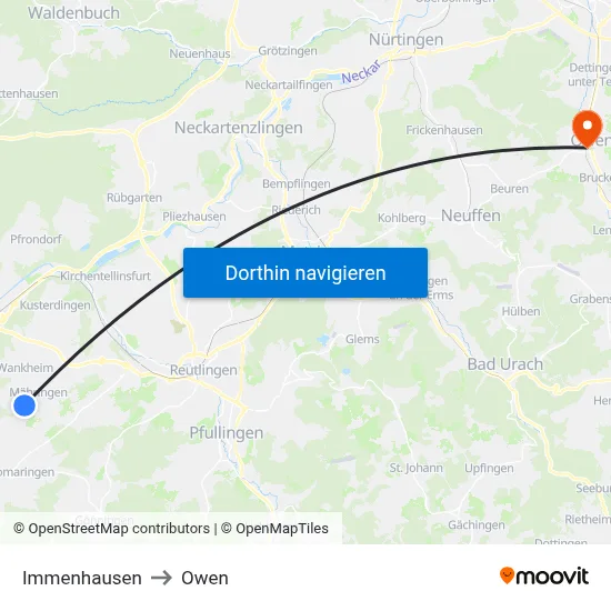 Immenhausen to Owen map