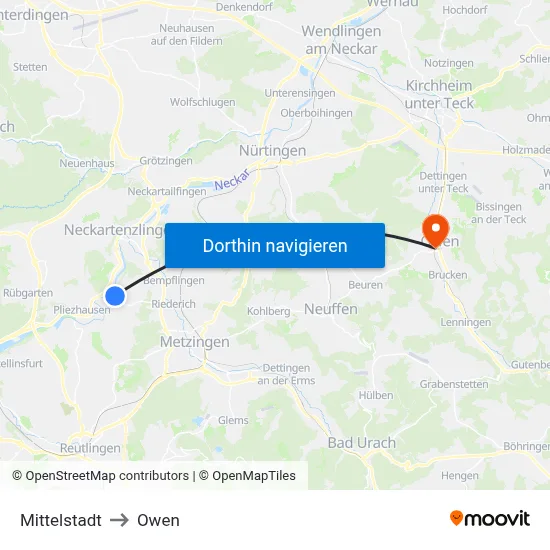 Mittelstadt to Owen map