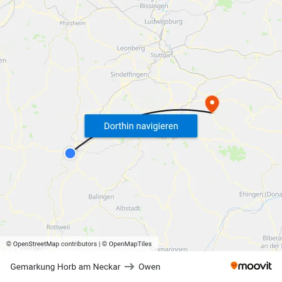 Gemarkung Horb am Neckar to Owen map