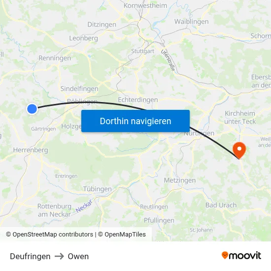 Deufringen to Owen map