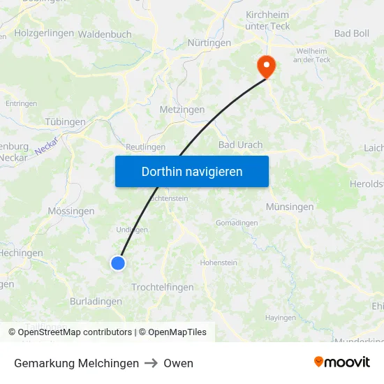 Gemarkung Melchingen to Owen map